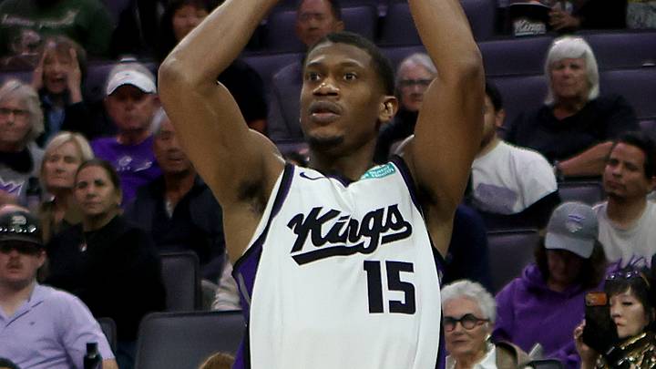 Oct 25, 2026; Sacramento, California, USA;  Sacramento Kings forward-guard De'Andre Hunter (15) shoots the ball against the Memphis Grizzlies during the fourth quarter at Golden 1 Center.  Mandatory Credit: Dennis Lee-Imagn Images