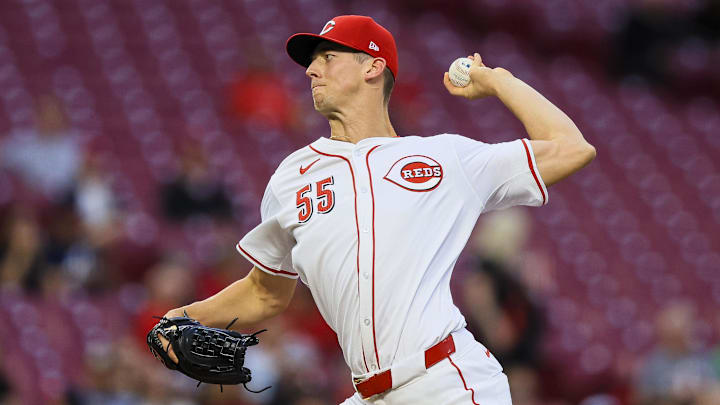 Cincinnati Reds starting pitcher Brandon Williamson (55) pitches