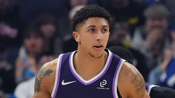 Apr 7, 2026; San Francisco, California, USA;  Sacramento Kings guard Nique Clifford (5) dribbles upcourt against the Golden State Warriors in the first quarter at Chase Center. Mandatory Credit: David Gonzales-Imagn Images