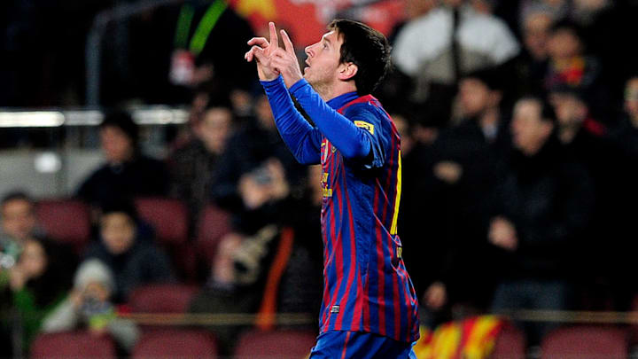 La clásica celebración de Lionel Messi se hizo popular en el FC Barcelona