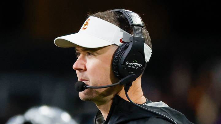 Nov 2, 2024; Seattle, Washington, USA; USC Trojans head coach Lincoln Riley stands on the sideline during the fourth quarter against the Washington Huskies at Alaska Airlines Field at Husky Stadium. Mandatory Credit: Joe Nicholson-Imagn Images Nov 2, 2024; Seattle, Washington, USA; USC Trojans head coach Lincoln Riley stands on the sideline during the fourth quarter against the Washington Huskies at Alaska Airlines Field at Husky Stadium. Mandatory Credit: Joe Nicholson-Imagn Images