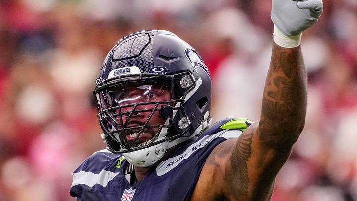 Seattle Seahawks defensive lineman Leonard Williams celebrates a stop against the Arizona Cardinals Seattle Seahawks defensive lineman Leonard Williams celebrates a stop against the Arizona Cardinals
