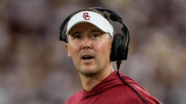 Sep 10, 2022; Stanford, California, USA;  USC Trojans head coach Lincoln Riley reacts during the third quarter against the Stanford Cardinal at Stanford Stadium. Mandatory Credit: Stan Szeto-Imagn Images