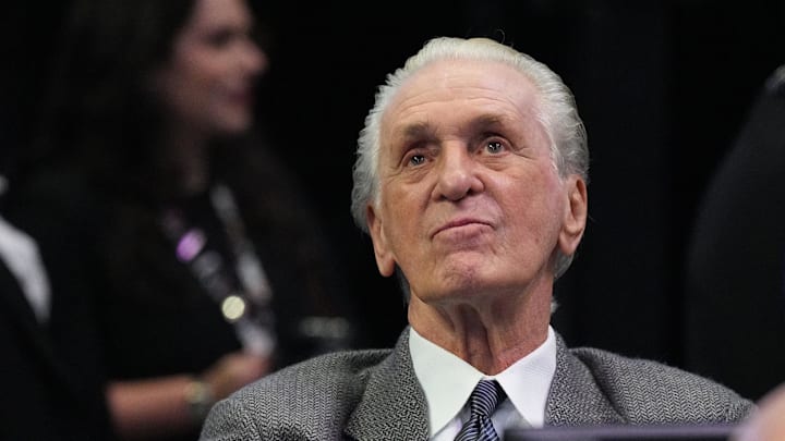 Miami Heat team president Pat Riley looks on during the first half of a game
