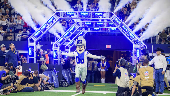 The Dallas Cowboys mascot Rowdy before a game against the Buffalo Bills. 
