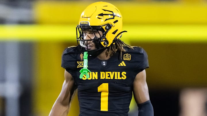 Oct 25, 2025; Tempe, Arizona, USA; Arizona State Sun Devils defensive back Keith Abney II (1) against the Houston Cougars at Mountain America Stadium. Mandatory Credit: Mark J. Rebilas-Imagn Images Oct 25, 2025; Tempe, Arizona, USA; Arizona State Sun Devils defensive back Keith Abney II (1) against the Houston Cougars at Mountain America Stadium. Mandatory Credit: Mark J. Rebilas-Imagn Images