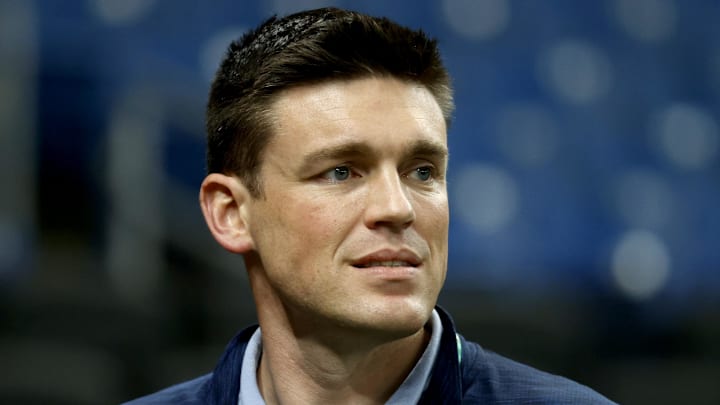 Oct 7, 2021; St. Petersburg, Florida, USA; Tampa Bay Rays general manager Erik Neander before game one of the 2021 ALDS at Tropicana Field. Oct 7, 2021; St. Petersburg, Florida, USA; Tampa Bay Rays general manager Erik Neander before game one of the 2021 ALDS at Tropicana Field.