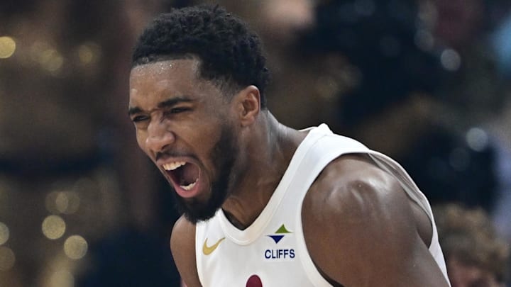 Dec 31, 2025; Cleveland, Ohio, USA; Cleveland Cavaliers guard Donovan Mitchell (45) reacts after being fouled and making the basket during the first half against the Phoenix Suns at Rocket Arena. Mandatory Credit: David Dermer-Imagn Images Dec 31, 2025; Cleveland, Ohio, USA; Cleveland Cavaliers guard Donovan Mitchell (45) reacts after being fouled and making the basket during the first half against the Phoenix Suns at Rocket Arena. Mandatory Credit: David Dermer-Imagn Images
