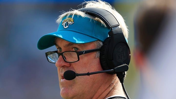 Jacksonville Jaguars head coach Doug Pederson looks on during the fourth quarter of an NFL football matchup Sunday, Oct. 27, 2024 at EverBank Stadium in Jacksonville, Fla. The Packers edged the Jaguars 30-27 on a last-second field goal. [Corey Perrine/Florida Times-Union]