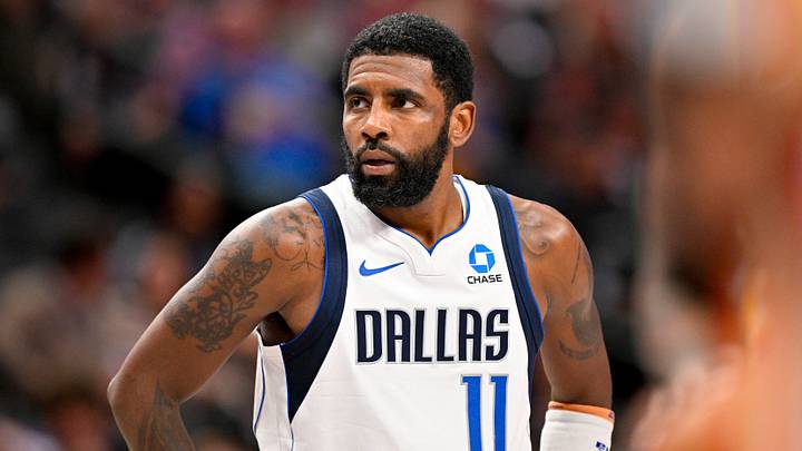 Oct 16, 2026; Dallas, Texas, USA; Dallas Mavericks guard Kyrie Irving (11) looks on during the game between the Mavericks and the Hawks at American Airlines Center. Mandatory Credit: Jerome Miron-Imagn Images