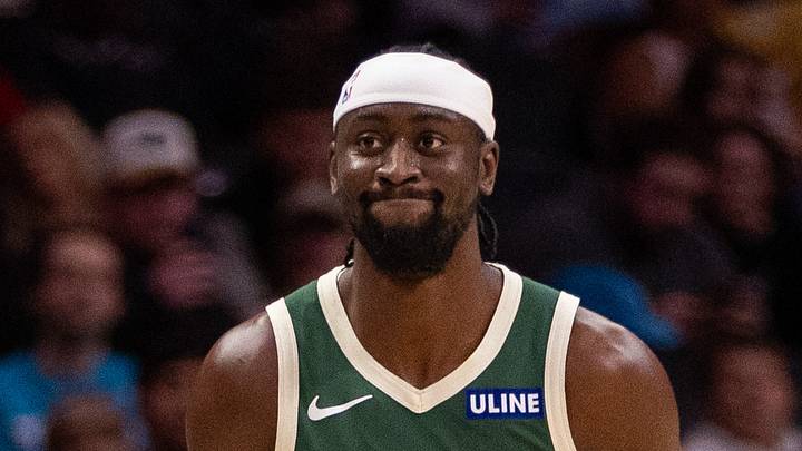 Milwaukee Bucks guard Caris LeVert (12) brings the ball up court against the Charlotte Hornets during the fourth quarter at Spectrum Center on October 11, 2026.