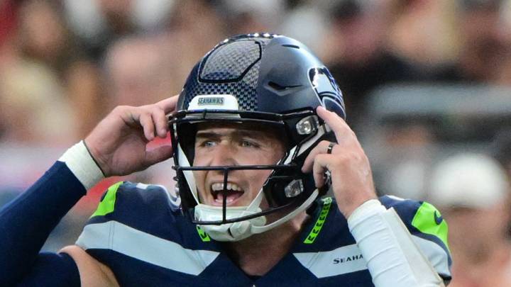 Seattle Seahawks quarterback Drew Lock calls a play