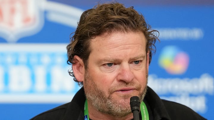Seattle Seahawks general manager John Schneider speaks at the NFL Scouting Combine.