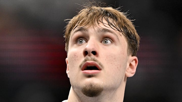 Dallas Mavericks forward Cooper Flagg looks on during the second half against the San Antonio Spurs.