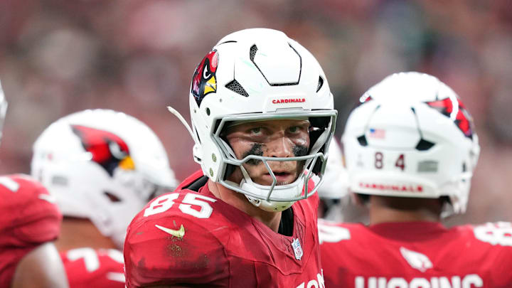 Oct 19, 2025; Glendale, Arizona, USA; Arizona Cardinals tight end Trey McBride (85) looks on against the Green Bay Packers during the first half at State Farm Stadium. Mandatory Credit: Joe Camporeale-Imagn Images Oct 19, 2025; Glendale, Arizona, USA; Arizona Cardinals tight end Trey McBride (85) looks on against the Green Bay Packers during the first half at State Farm Stadium. Mandatory Credit: Joe Camporeale-Imagn Images