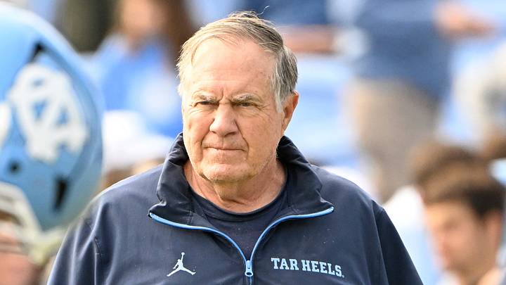Oct 25, 2025; Chapel Hill, North Carolina, USA; North Carolina Tar Heels head coach Bill Belichick with the team before the game at Kenan Stadium. Mandatory Credit: Bob Donnan-Imagn Images Oct 25, 2025; Chapel Hill, North Carolina, USA; North Carolina Tar Heels head coach Bill Belichick with the team before the game at Kenan Stadium. Mandatory Credit: Bob Donnan-Imagn Images