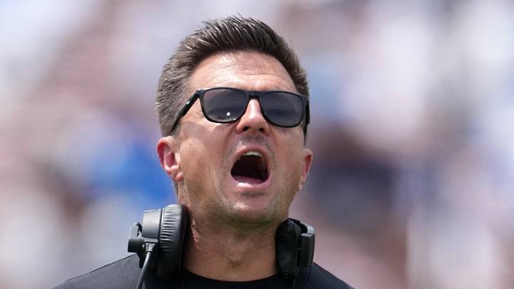 May 2, 2026; Pasadena, CA, USA; UCLA Bruins coach Bob Chesney reacts during the spring game at Rose Bowl. Mandatory Credit: Kirby Lee-Imagn Images May 2, 2026; Pasadena, CA, USA; UCLA Bruins coach Bob Chesney reacts during the spring game at Rose Bowl. Mandatory Credit: Kirby Lee-Imagn Images