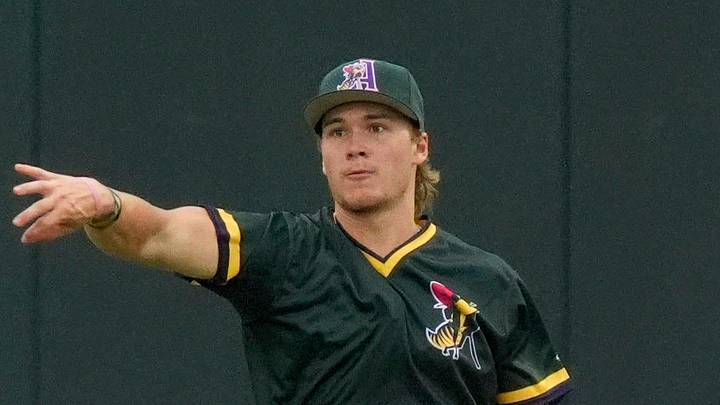 Aug 2, 2025; North Augusta, South Carolina, USA; GreenJacket outfielder Eric Hartman (17) throws the ball during the Augusta GreenJackets and Carolina Mudcats game at SRP Park. The GreenJackets won the fifth game of the series 5-3. Mandatory Credit: Katie Goodale - Augusta Chronicle/USA TODAY NETWORK Aug 2, 2025; North Augusta, South Carolina, USA; GreenJacket outfielder Eric Hartman (17) throws the ball during the Augusta GreenJackets and Carolina Mudcats game at SRP Park. The GreenJackets won the fifth game of the series 5-3. Mandatory Credit: Katie Goodale - Augusta Chronicle/USA TODAY NETWORK