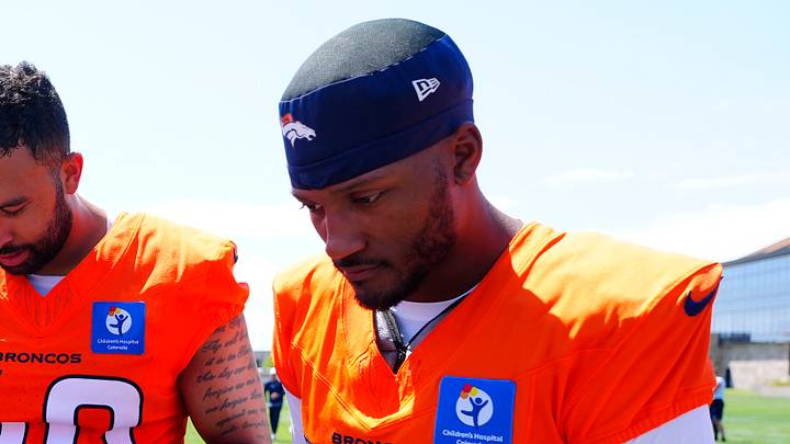 Denver Broncos defensive tackle John Tyler Onyedim (98) linebacker Justin Strnad (40) and defensive back Blake Cotton (32) sign autographs following training camp at Broncos Park. Denver Broncos defensive tackle John Tyler Onyedim (98) linebacker Justin Strnad (40) and defensive back Blake Cotton (32) sign autographs following training camp at Broncos Park.