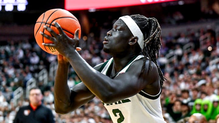 Michigan State's Kur Teng shoots a 3-pointer against Bowling Green during the first half on Thursday, Oct. 23, 2025, at the Breslin Center in East Lansing. Michigan State's Kur Teng shoots a 3-pointer against Bowling Green during the first half on Thursday, Oct. 23, 2025, at the Breslin Center in East Lansing.