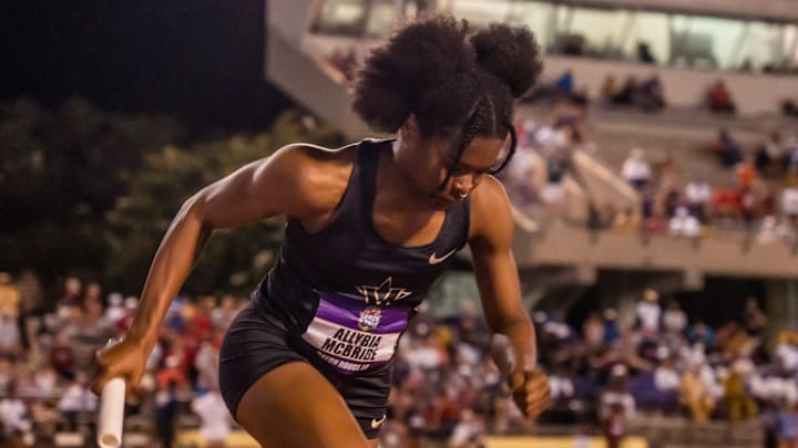 Vanderbilt's Allyria McBride was named a first-team All-American after finishing in eighth place in the 400-meter hurdle finals at the NCAA Outdoor Championships. Vanderbilt's Allyria McBride was named a first-team All-American after finishing in eighth place in the 400-meter hurdle finals at the NCAA Outdoor Championships.