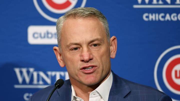 Jan 12, 2024; Chicago, IL, USA; Chicago Cubs president of baseball operations Jed Hoyer