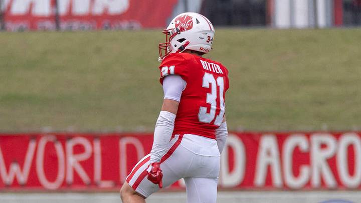 Katy defensive back Caleb Ritter celebrates a tackle in a game against Humble Summer Creek in 2025. Katy defensive back Caleb Ritter celebrates a tackle in a game against Humble Summer Creek in 2025.