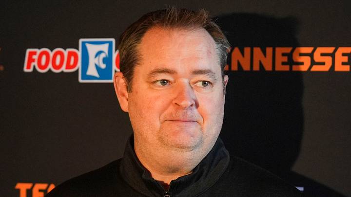 Tennessee football coach Josh Heupel speaks with media during the Big Orange Caravan held at the Riverdance Restaurant in Guild, Tenn., on April 28, 2026. Tennessee football coach Josh Heupel speaks with media during the Big Orange Caravan held at the Riverdance Restaurant in Guild, Tenn., on April 28, 2026.