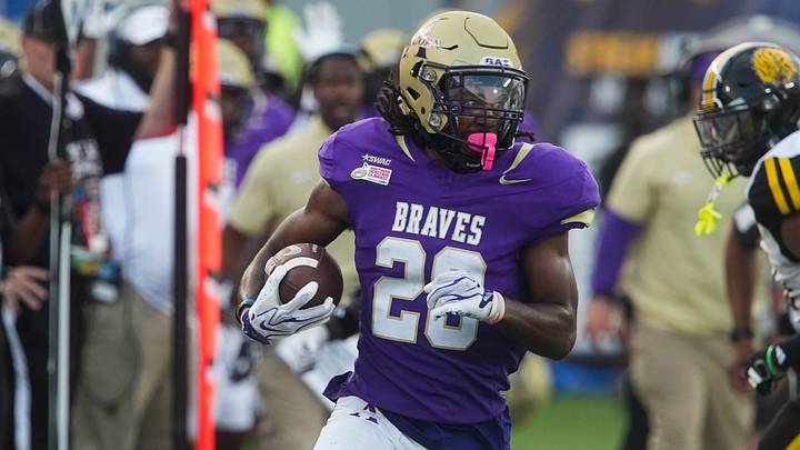 Alcorn State's Ernest Temple (20) runs with the ball during the Southern Heritage Classic between Alcorn State and Arkansas-Pine Bluff at Simmons Bank Liberty Stadium in Memphis, Tenn., on September 12, 2026. Alcorn State's Ernest Temple (20) runs with the ball during the Southern Heritage Classic between Alcorn State and Arkansas-Pine Bluff at Simmons Bank Liberty Stadium in Memphis, Tenn., on September 12, 2026.