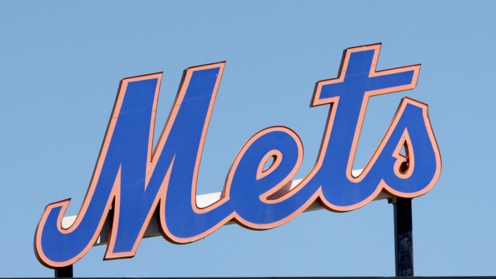 Mar 26, 2022; Port St. Lucie, Florida, USA; The New York Mets logo stands in center field before the game against the Washington Nationals at Clover Park. Mandatory Credit: Reinhold Matay-USA TODAY Sports Mar 26, 2022; Port St. Lucie, Florida, USA; The New York Mets logo stands in center field before the game against the Washington Nationals at Clover Park. Mandatory Credit: Reinhold Matay-USA TODAY Sports