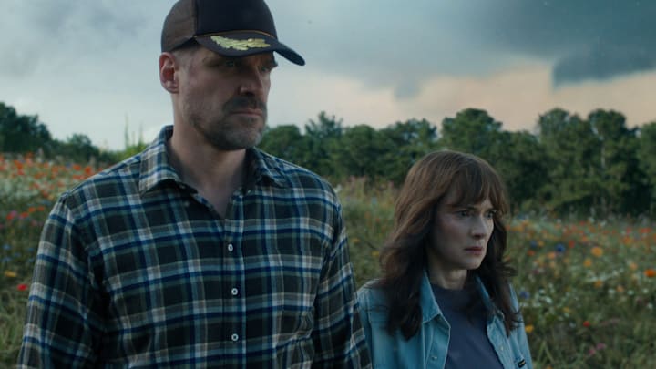 STRANGER THINGS. (L to R) David Harbour as Jim Hopper and Winona Ryder as Joyce Byers in STRANGER THINGS. Cr. Courtesy of Netflix © 2022