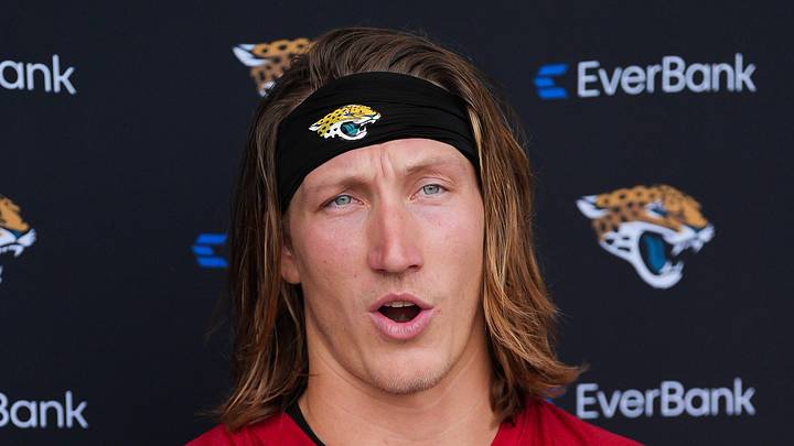 Jacksonville Jaguars quarterback Trevor Lawrence talks with the media Jacksonville Jaguars quarterback Trevor Lawrence talks with the media