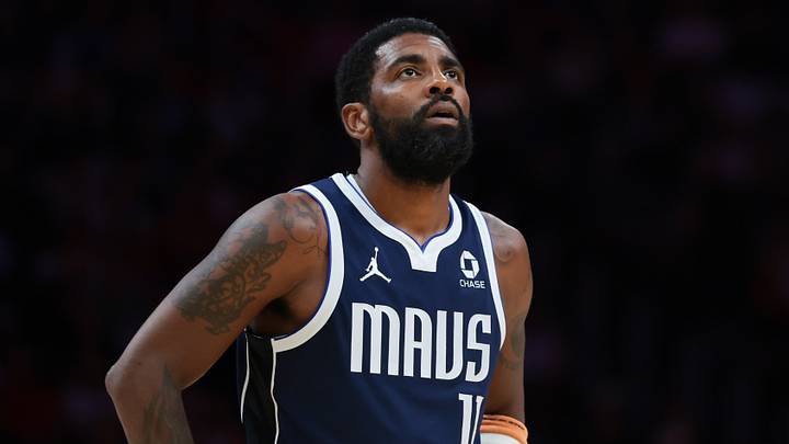 Oct 26, 2026; Miami, Florida, USA; Dallas Mavericks guard Kyrie Irving (11) looks on against the Miami Heat during the third quarter at Kaseya Center. Mandatory Credit: Sam Navarro-Imagn Images