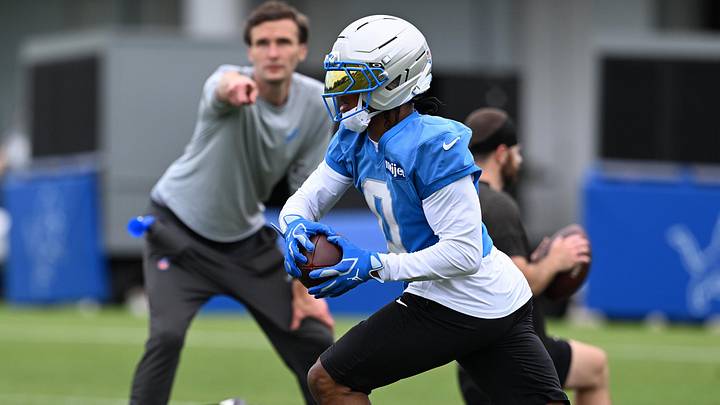 Jun 17, 2026; Detroit, MI, USA; Detroit Lions running back Jahmyr Gibbs (0) runs the ball during the Detroit Lions veteran’s minicamp at the Allen Park Training Facility. Mandatory Credit: Lon Horwedel-Imagn Images Jun 17, 2026; Detroit, MI, USA; Detroit Lions running back Jahmyr Gibbs (0) runs the ball during the Detroit Lions veteran’s minicamp at the Allen Park Training Facility. Mandatory Credit: Lon Horwedel-Imagn Images
