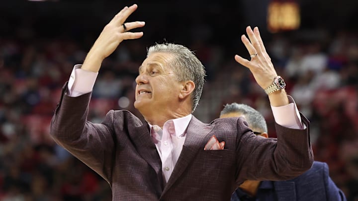 Arkansas Razorbacks coach John Calipari said he was disappointed but not discouraged by the Hogs' loss to Ole Miss on Wednesday at Bud Walton Arena. He needs to start winning on the court but is also concerned with attracting more top recruits to Fayetteville. Arkansas Razorbacks coach John Calipari said he was disappointed but not discouraged by the Hogs' loss to Ole Miss on Wednesday at Bud Walton Arena. He needs to start winning on the court but is also concerned with attracting more top recruits to Fayetteville.