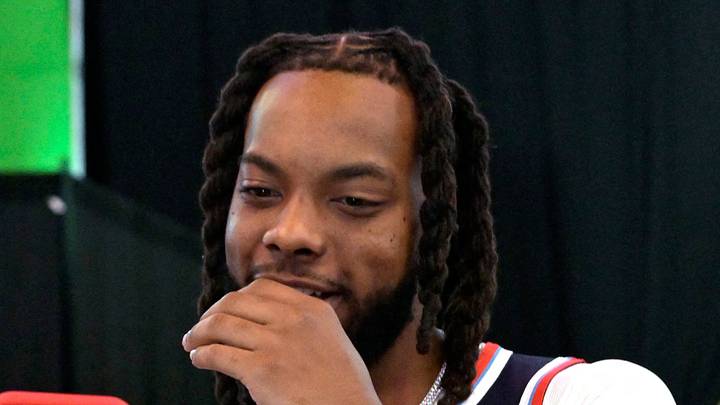 Sep 28, 2026; Los Angeles, CA, USA;  Los Angeles Clippers forward Gradey Dick (9) and guard Darius Garland (10) watch a video during media day at Intuit Dome. Mandatory Credit: Jayne Kamin-Oncea-Imagn Images