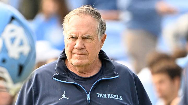 Oct 25, 2025; Chapel Hill, North Carolina, USA; North Carolina Tar Heels head coach Bill Belichick with the team before the game at Kenan Stadium. Mandatory Credit: Bob Donnan-Imagn Images Oct 25, 2025; Chapel Hill, North Carolina, USA; North Carolina Tar Heels head coach Bill Belichick with the team before the game at Kenan Stadium. Mandatory Credit: Bob Donnan-Imagn Images