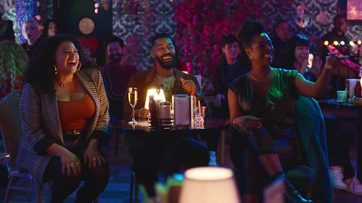 Survival of the Thickest. (L to R) Michelle Buteau as Mavis, Tone Bell as Khalil and Tasha Smith as Marley in Survival of the Thickest. Cr. Courtesy of Netflix © 2023