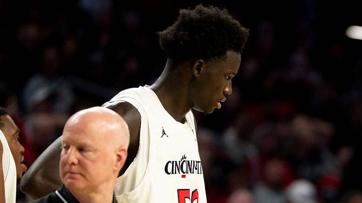 Cincinnati Bearcats head coach Wes Miller talks to Cincinnati Bearcats center Moustapha Thiam (52) in the second half of the NCAA basketball game against the Georgia State Panthers at Fifth Third Arena in Cincinnati on Nov. 7, 2025. Cincinnati Bearcats head coach Wes Miller talks to Cincinnati Bearcats center Moustapha Thiam (52) in the second half of the NCAA basketball game against the Georgia State Panthers at Fifth Third Arena in Cincinnati on Nov. 7, 2025.