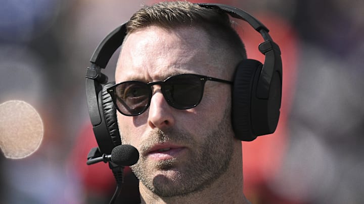 Washington Commanders offensive coordinator Kliff Kingsbury on the sidelines against the Baltimore Ravens. Washington Commanders offensive coordinator Kliff Kingsbury on the sidelines against the Baltimore Ravens.