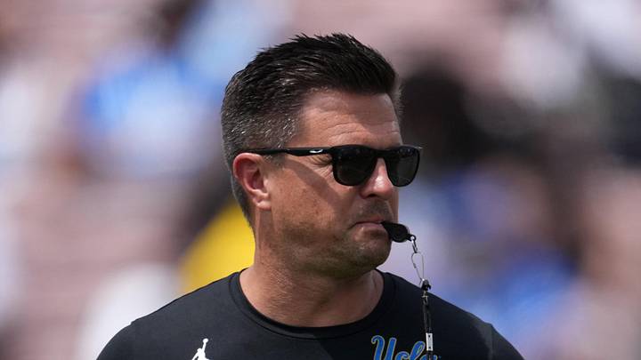 May 2, 2026; Pasadena, CA, USA; UCLA Bruins coach Bob Chesney reacts during the spring game at Rose Bowl. Mandatory Credit: Kirby Lee-Imagn Images May 2, 2026; Pasadena, CA, USA; UCLA Bruins coach Bob Chesney reacts during the spring game at Rose Bowl. Mandatory Credit: Kirby Lee-Imagn Images