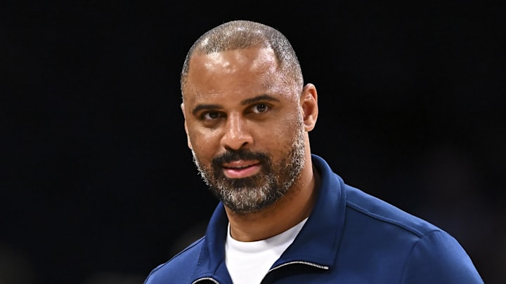 Apr 11, 2025; Los Angeles, California, USA; Houston Rockets head coach Ime Udoka looks on before the game against the Los Angeles Lakers at Crypto.com Arena. Mandatory Credit: Jonathan Hui-Imagn Images Apr 11, 2025; Los Angeles, California, USA; Houston Rockets head coach Ime Udoka looks on before the game against the Los Angeles Lakers at Crypto.com Arena. Mandatory Credit: Jonathan Hui-Imagn Images