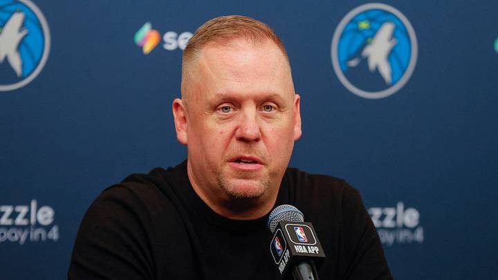 Sep 29, 2025; Minneapolis, MN, USA; Minnesota Timberwolves president of basketball operations Tim Connelly speaks to the media during media day at Target Center. Mandatory Credit: Bruce Kluckhohn-Imagn Images