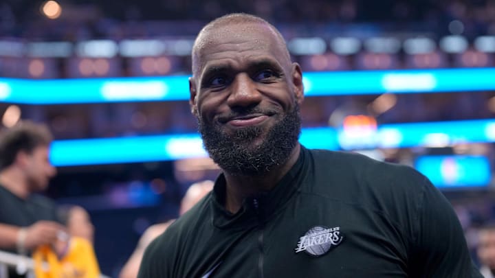 Apr 9, 2026; San Francisco, California, USA; Los Angeles Lakers forward LeBron James (23) walks off the court after the game against the Golden State Warriors at the Chase Center. Mandatory Credit: Cary Edmondson-Imagn Images