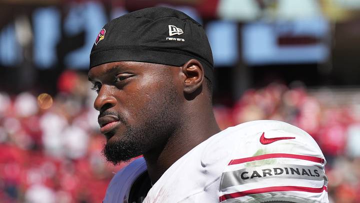Sep 27, 2026; Santa Clara, California, USA; Arizona Cardinals running back Jeremiyah Love (4) during halftime against the San Francisco 49ers at Levi's Stadium. Mandatory Credit: Darren Yamashita-Imagn Images Sep 27, 2026; Santa Clara, California, USA; Arizona Cardinals running back Jeremiyah Love (4) during halftime against the San Francisco 49ers at Levi's Stadium. Mandatory Credit: Darren Yamashita-Imagn Images