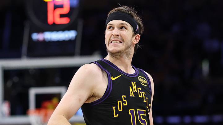 Los Angeles, CA - May 11: Los Angeles Lakers guard Austin Reaves (15) grimaces. (Robert Gauthier/Los Angeles Times via Getty Images) Los Angeles, CA - May 11: Los Angeles Lakers guard Austin Reaves (15) grimaces. (Robert Gauthier/Los Angeles Times via Getty Images)