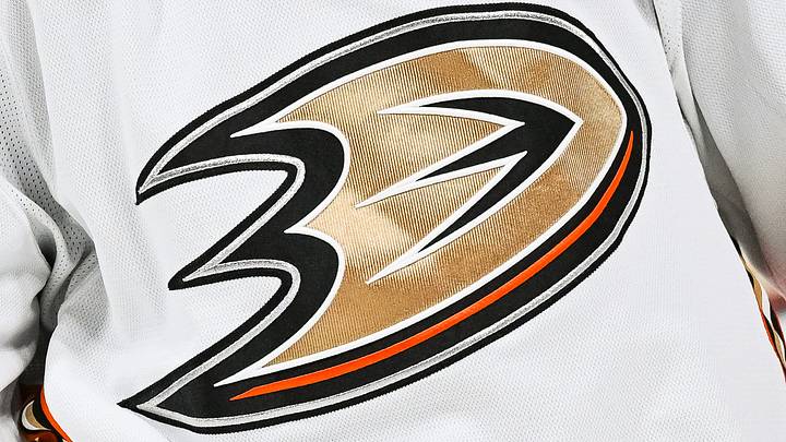 Dec 15, 2022; Montreal, Quebec, CAN; View of an Anaheim Ducks logo on a jersey worn by a member of the team during the second period at Bell Centre. Dec 15, 2022; Montreal, Quebec, CAN; View of an Anaheim Ducks logo on a jersey worn by a member of the team during the second period at Bell Centre.