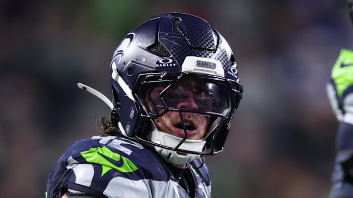 Seattle Seahawks linebacker Drake Thomas reacts