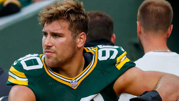 Green Bay Packers defensive end Lukas Van Ness (90) is carted off the field with a foot injury on Oct. 12 vs. the Bengals.
