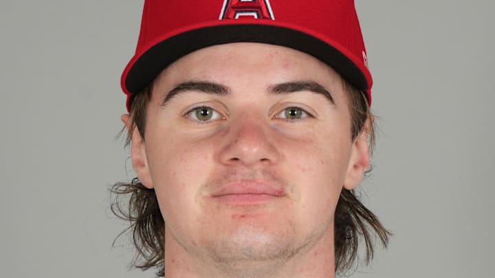 Feb 19, 2025; Tempe, AZ, USA; Los Angeles Angels pitcher George Klassen poses during photo day. Mandatory Credit: Rick Scuteri-Imagn Images Feb 19, 2025; Tempe, AZ, USA; Los Angeles Angels pitcher George Klassen poses during photo day. Mandatory Credit: Rick Scuteri-Imagn Images
